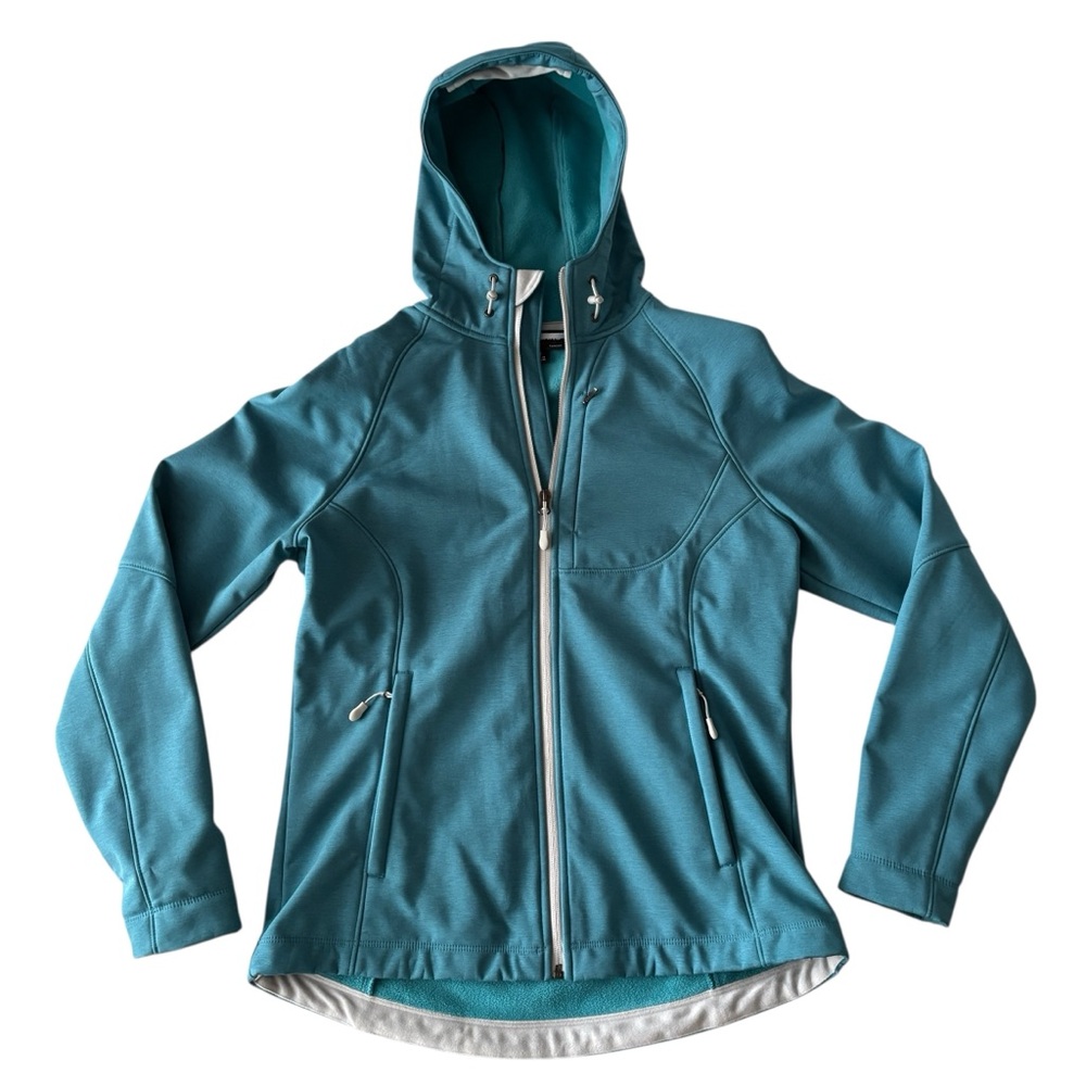 Fleece lined, hooded rain jacket, size M